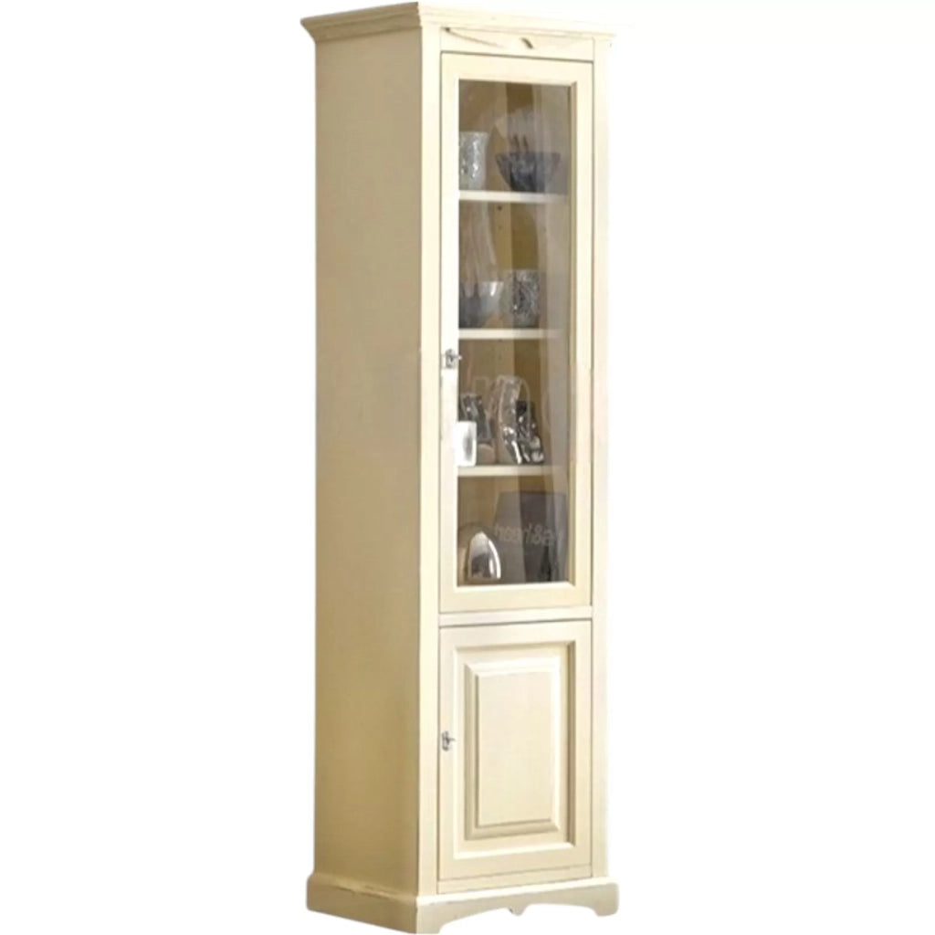 Vetrina colonna arte povera 2 ante legno bianco anticato 68x47x220 - Mobili 2G
