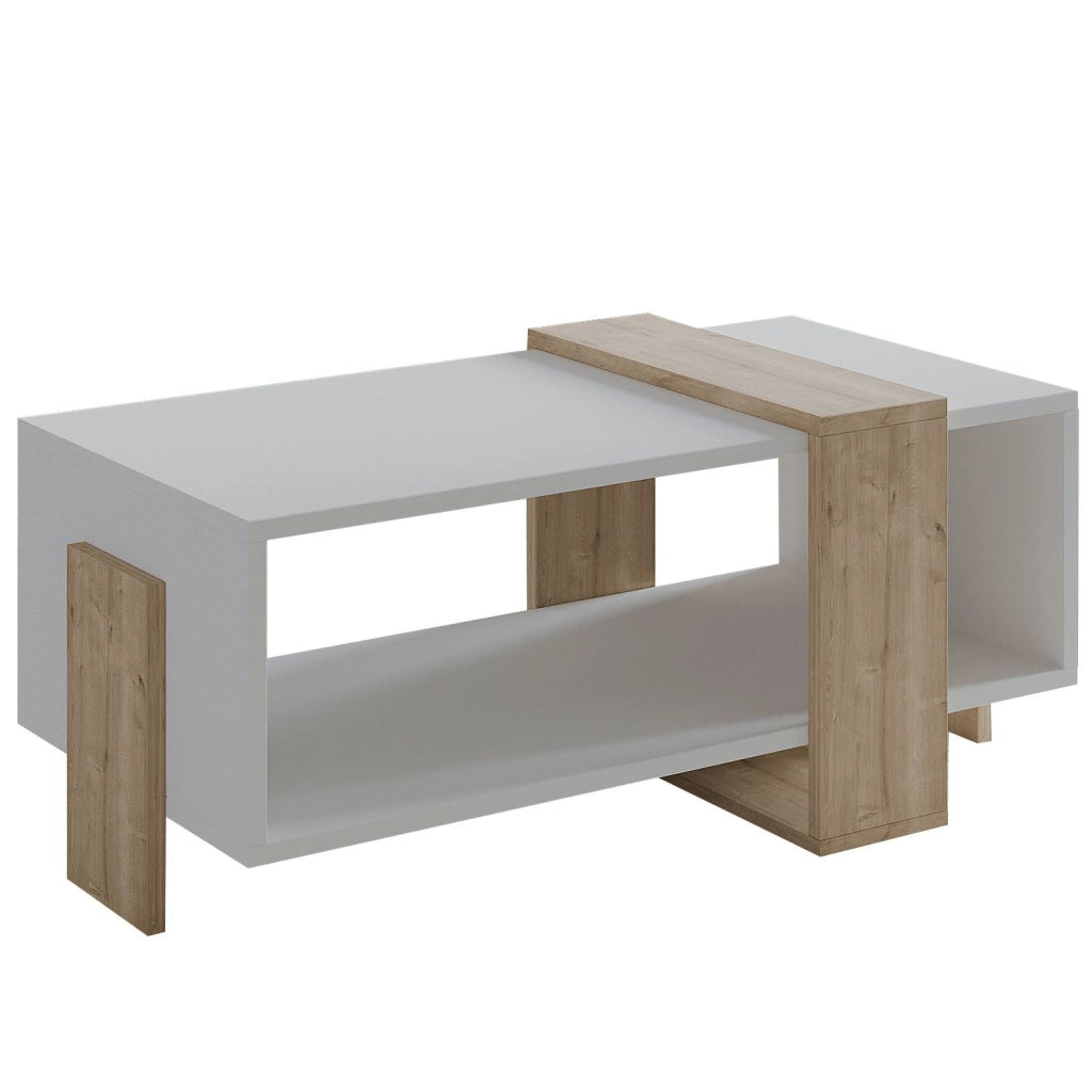 Tavolino in legno "Meleni" - 90 x 49 x 40 cm - Bianco
