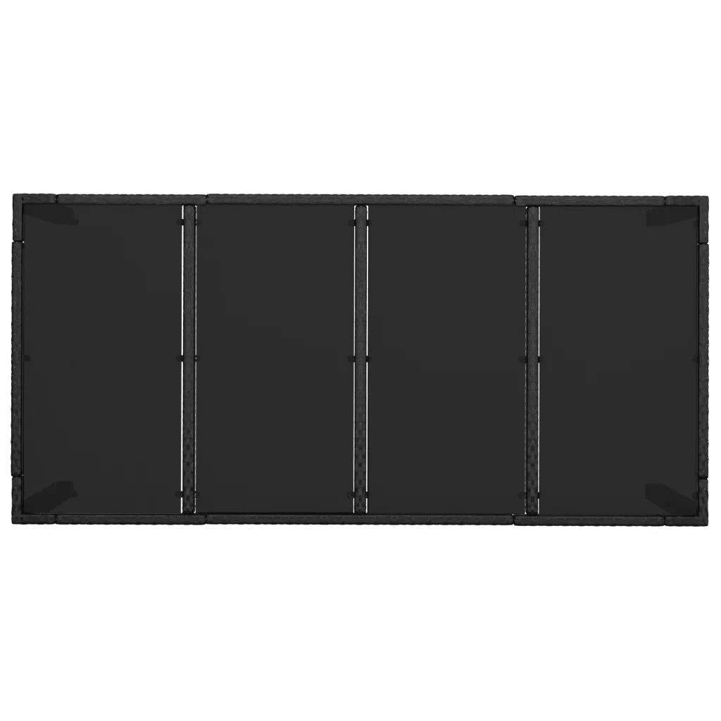 Set da Pranzo da Giardino 7 pz Nero con Cuscini in Polyrattan