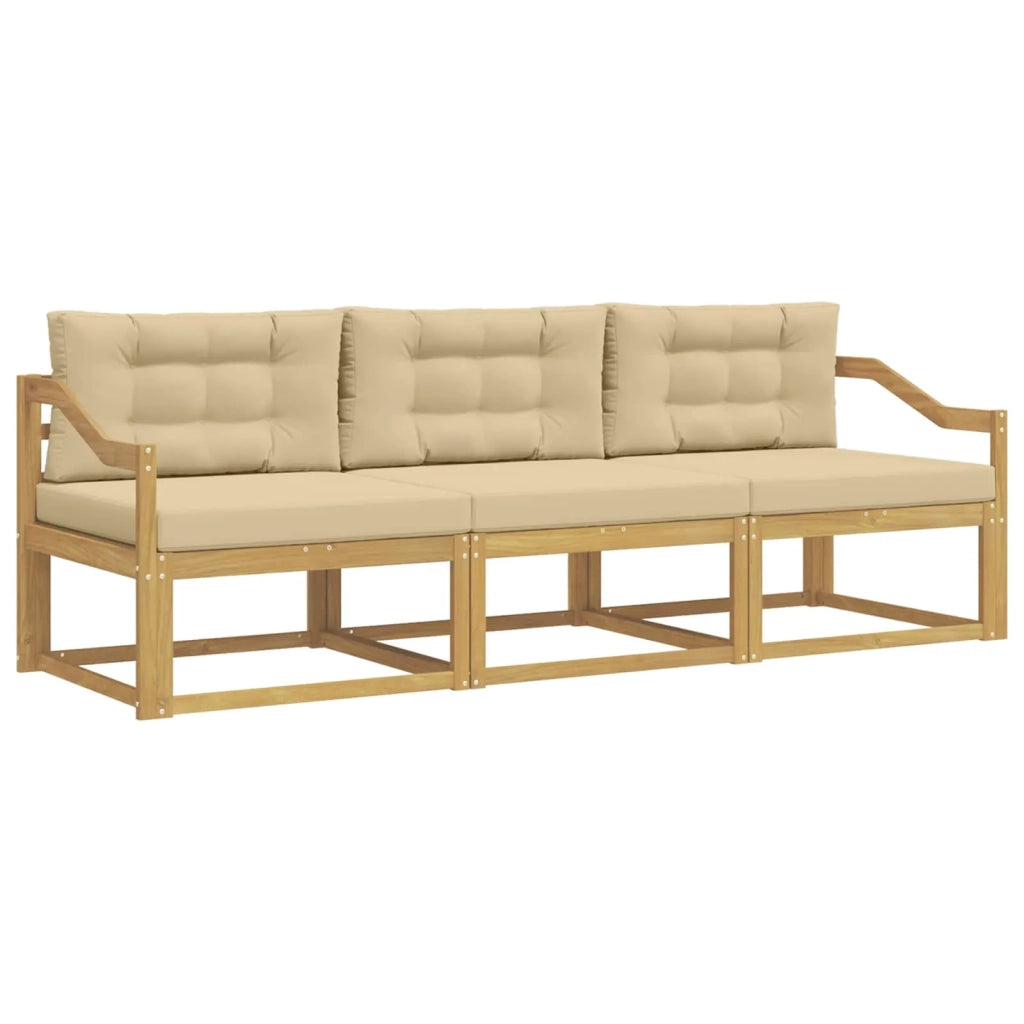 Set di divani da esterno 3 pz Bianco e Beige Poliestere 3386007
