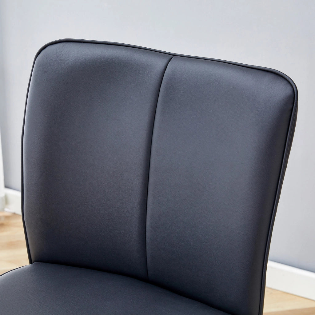 Sgabello da bar 2 pezzi con schienale ergonomico e poggiapiedi, in pelle PU e metallo, nero, 101 cm
