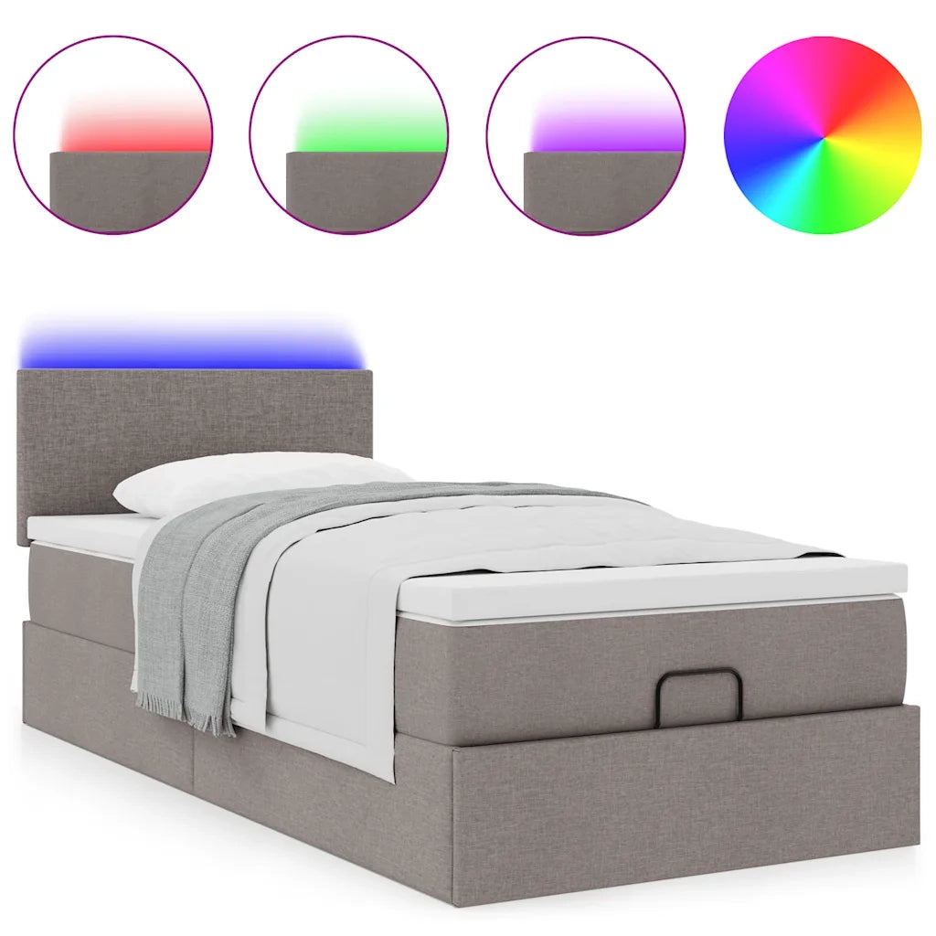 Pouf Letto con Materasso Tortora 100x200 cm in Tessuto