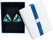 Scatola per gioielli 6-dell'offerta - Scatola da regalo con coperchio - Scatola per gioielli - Blu scuro/Argento - 9 x 7 x 3 cm - Cartone resistente