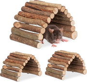 Set di tunnel per conigli e piccoli roditori - 3 pezzi - 10 x 22 cm - flessibile - accessorio per gabbia per hamster e topi - tunnel in legno