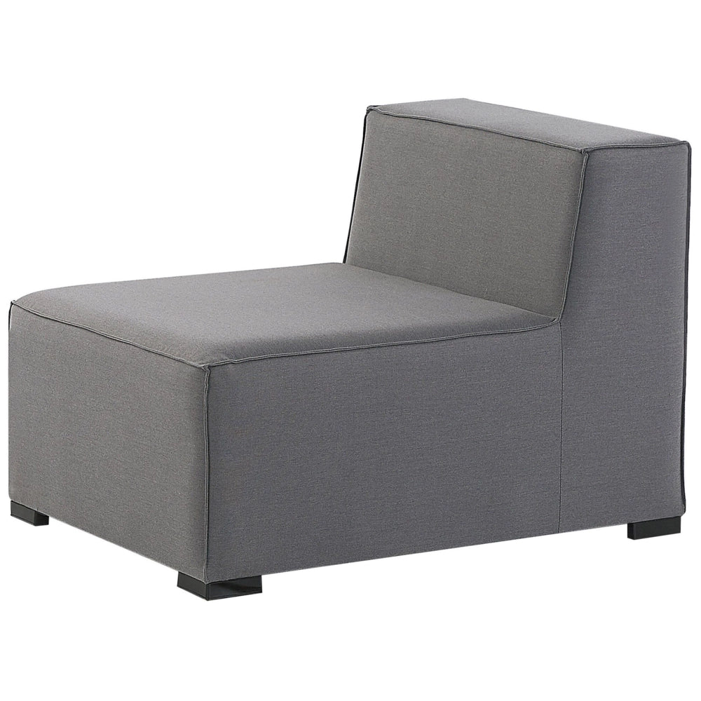 Set divano ad angolo per interni ed esterni con rivestimento in tessuto grigio a 7 posti con divano da giardino ottomana destro