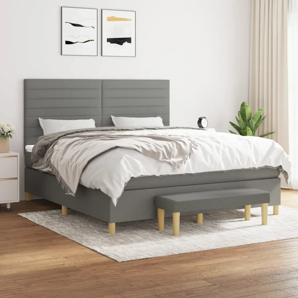 Giroletto a Molle con Materasso Grigio Scuro 180x200 cm Tessutocod mxl 99216
