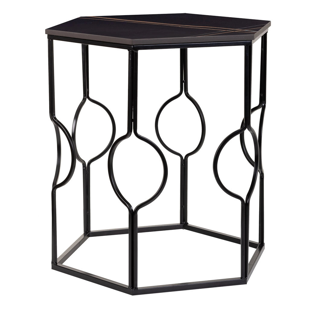 Set tavoli 2 pezzi metallo nero 34x34x52h-39x39x57h cm
