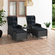 Set Divani da Giardino 3 pz con Cuscini Polyrattan Grigio Scuro 3060154