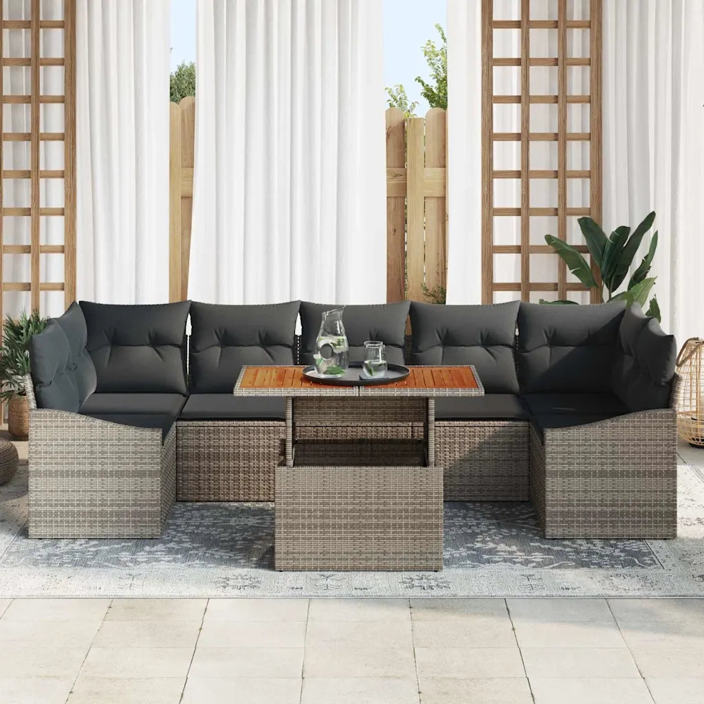 Set da Pranzo per Giardino con cuscino 8 pcs Grigio e Marrone 3349803