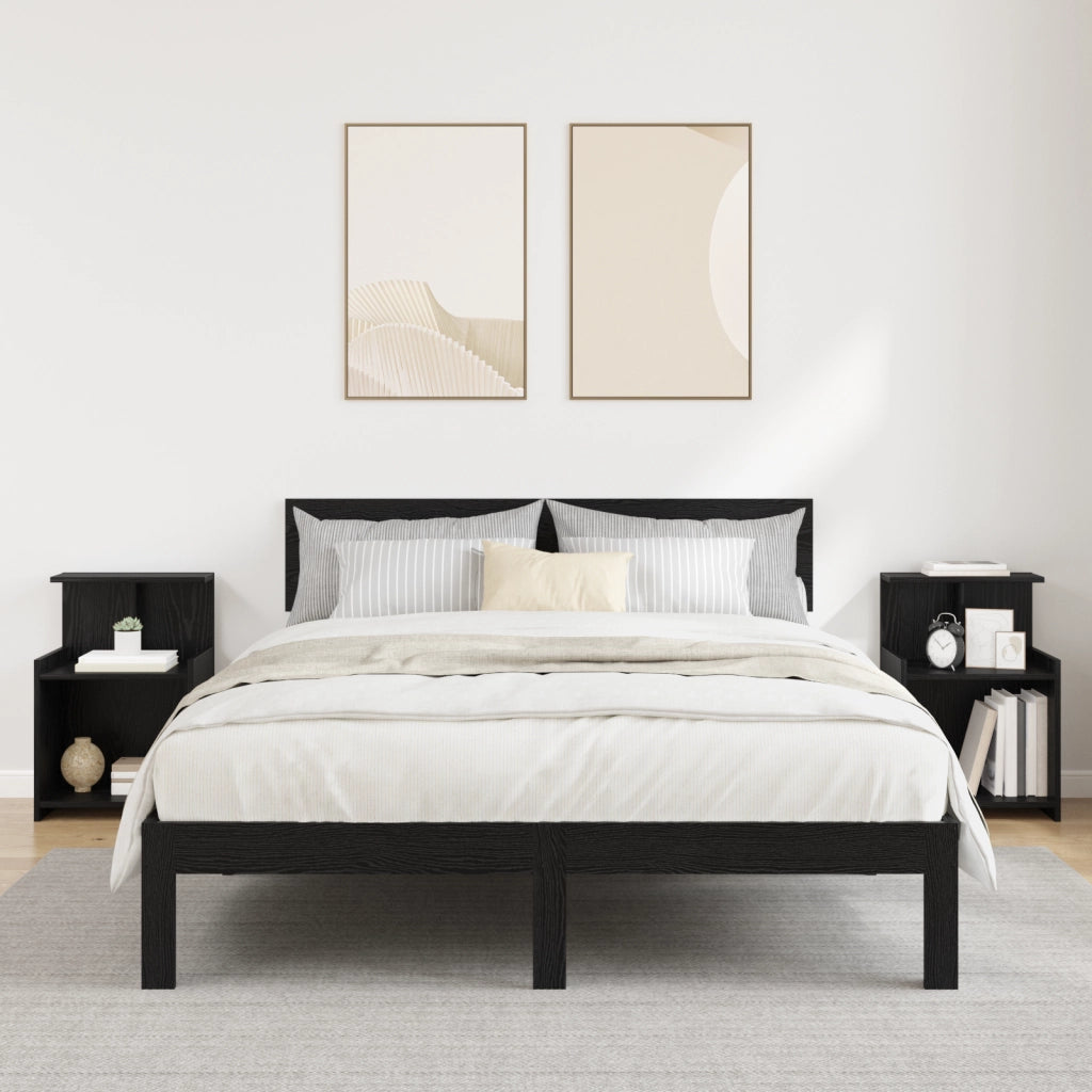 Comodini 2 pz Rovere Nero 40x35x60 cm Legno ingegnerizzato