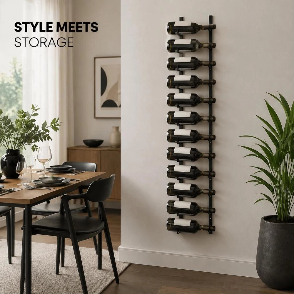 Wall-mounted Wine Rack For 24 Bottles, Black Iron