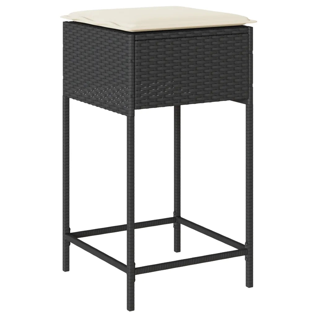 Set Bar da Giardino 5 pz con Cuscini in Polyrattan Nero 3261515