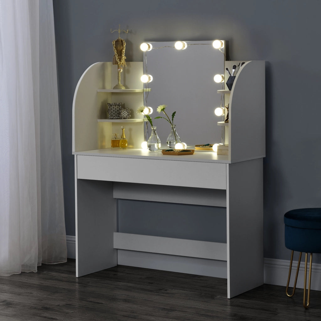 Tavolo da Toeletta Köla con LED - Bianco [en.casa]