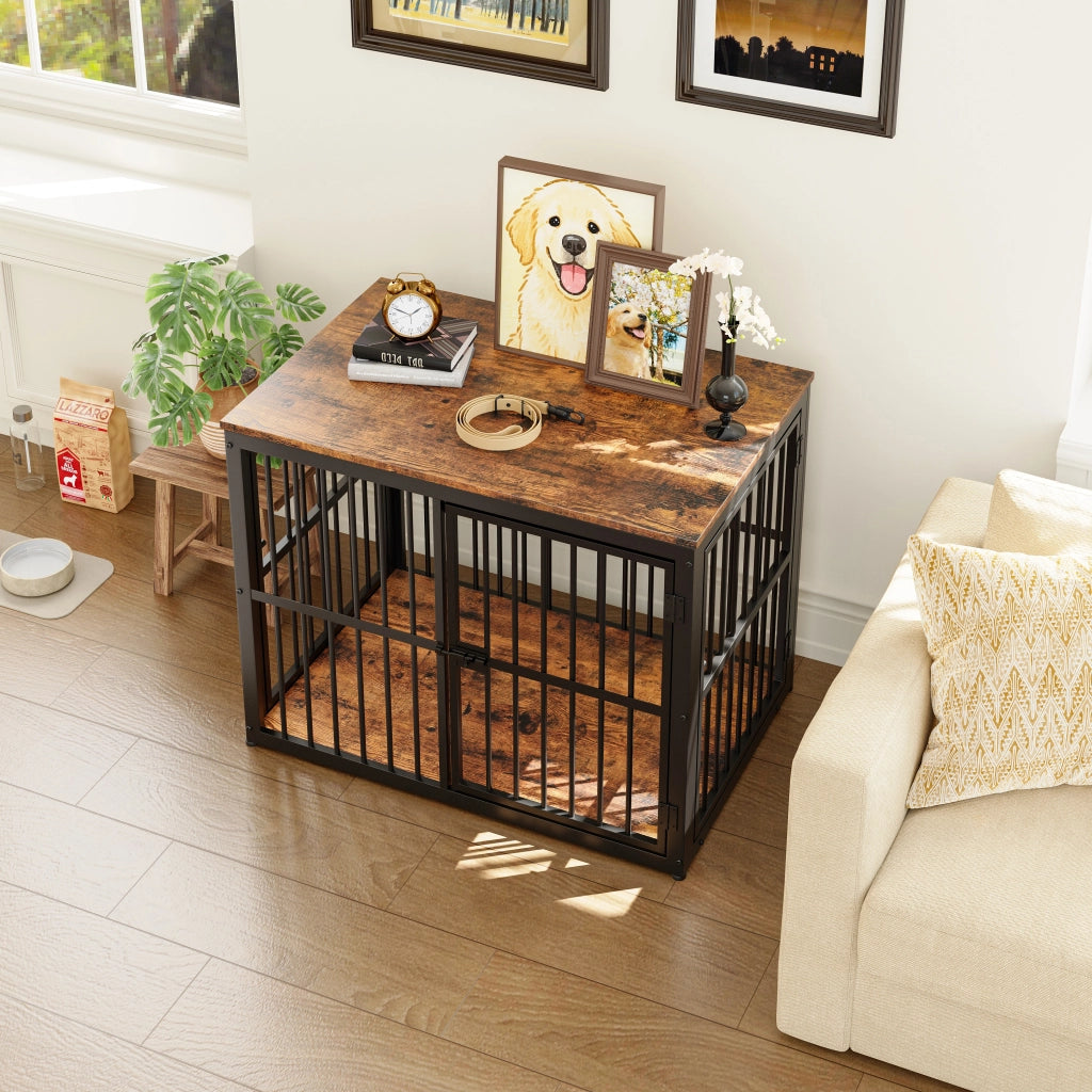 GABBIA CANE Arredo 84x56x66 cm 3 porte Nero/Marrone