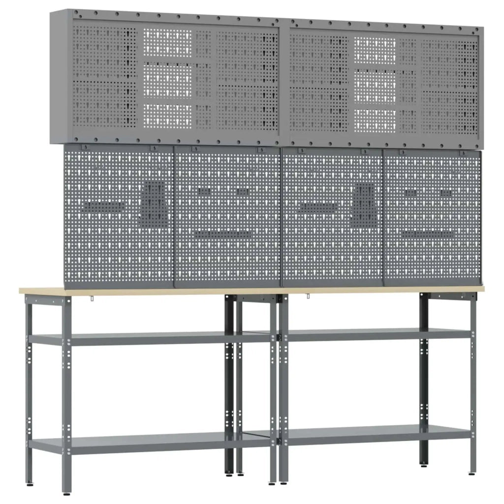 Set banco da lavoro con lo scaffale 8 pcs Nero e Grigio 3321502