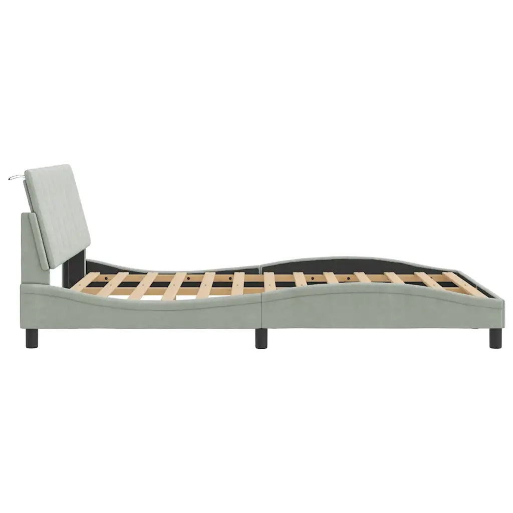 Giroletto senza Materasso Hanko Grigio Chiaro 140x200 cm Velluto