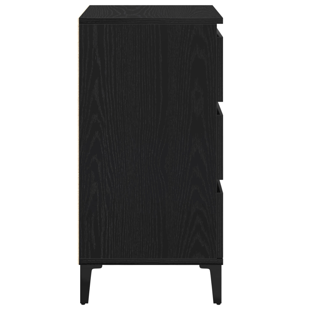 Comodino  Nero Rovere 40x35x70 cm Legno ingegnerizzato