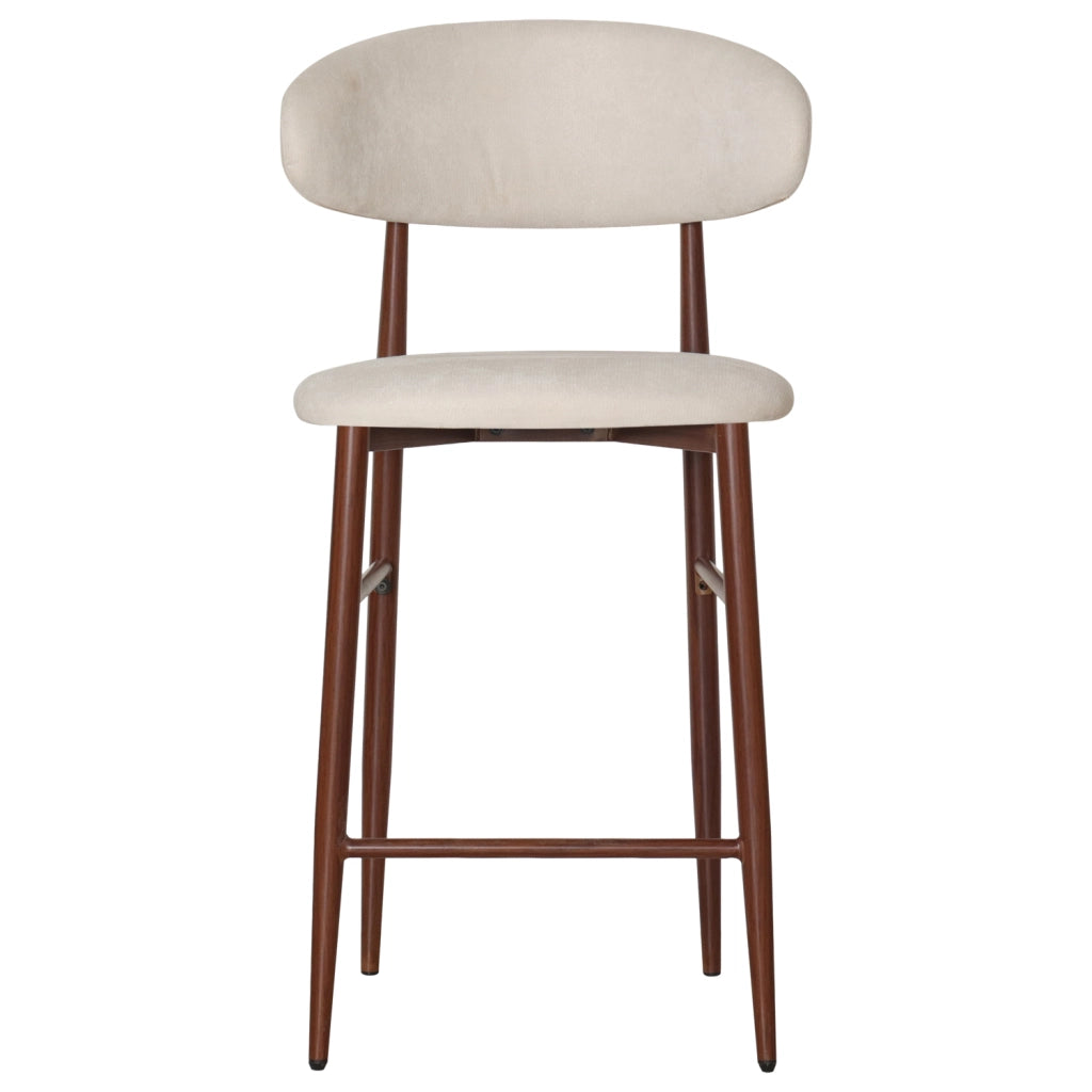 Set di 2 sgabelli da bar in metallo beige e legno scuro SIMON