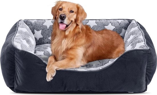 Letto per cani - grande cesta per cani - lavabile - 1 pezzo - nero/stelle - XL (89 x 63 x 23 cm)