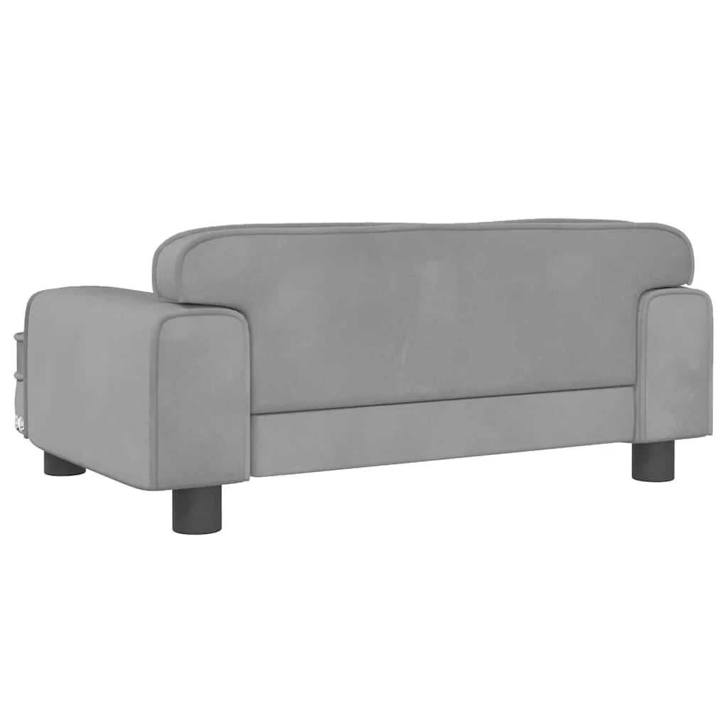 Cuccia per cani comoda cesta da divano colore chiaro 70 x 45 x 30 cm velluto grigio 02_0043111