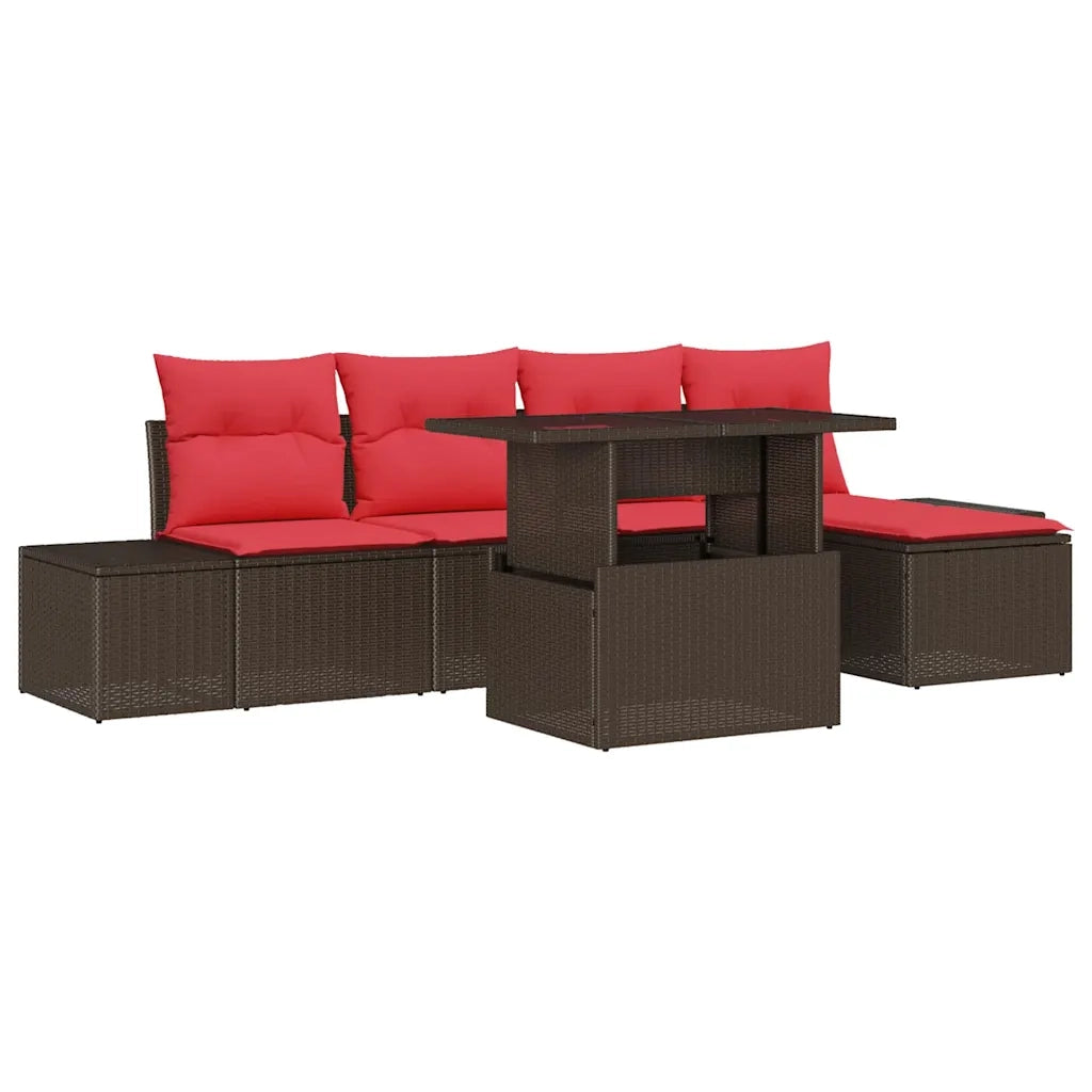 Set Divano da Giardino 6 pz Marrone polyrattan 3357907