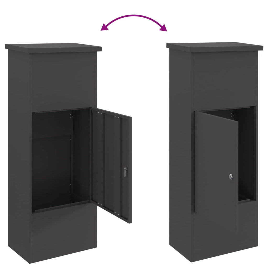 Cassetta per pacchi con porta Nero 44,5 x 29 x 110,5 cm Acciaio 874926