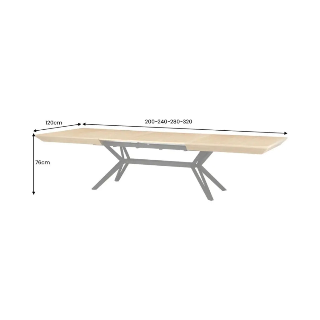 Tavolo da pranzo RADIAM – MDF impiallacciato noce chiaro e metallo – 200-320 cm – Estensibile
