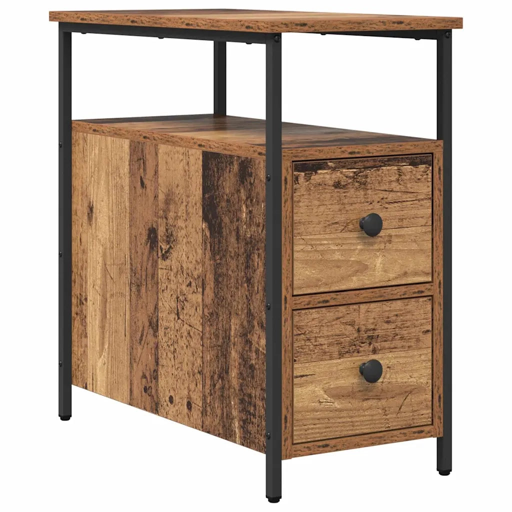 Comodino | Armadio da Notte | Mobiletto da notte con cassetto Legno vecchio 30 x 60 x 60 cm