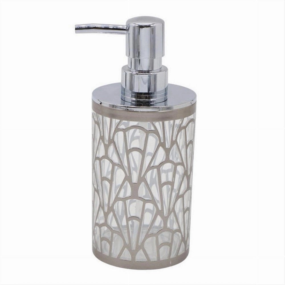 Trade Shop - Dispenser Per Sapone Liquido Argento Contemporaneo Dosatore Arredo Bagno 59100 -