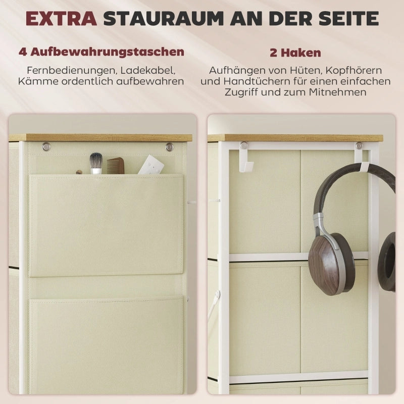 CASSETTIERA con 8 cassetti in tessuto 86x30x94,5 cm Beige in acciaio