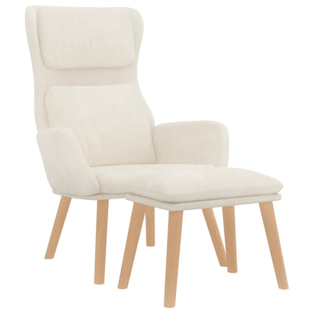 vidaXL Poltrona Relax con Poggiapiedi Bianco Crema in Velluto