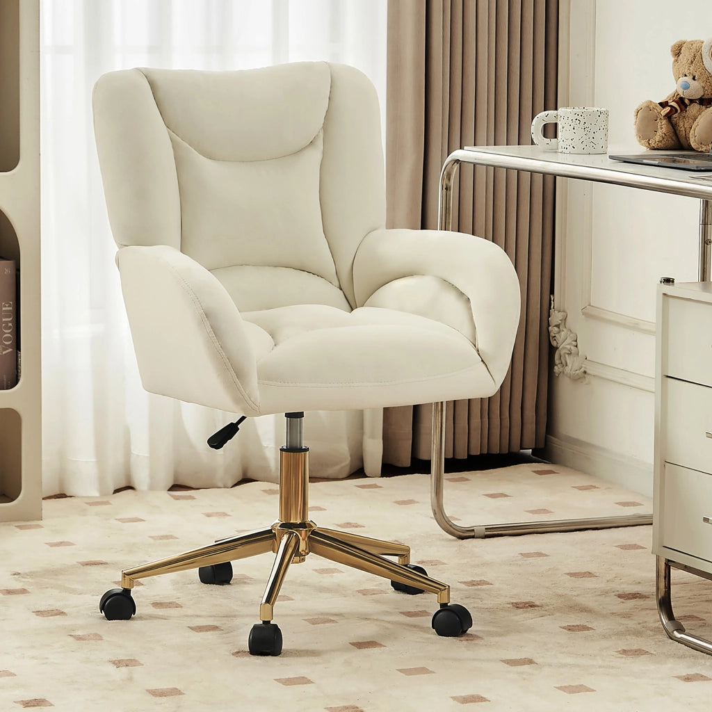 SEDIA Girevole Regolabile 64x62x92.5 cm Velluto Avorio