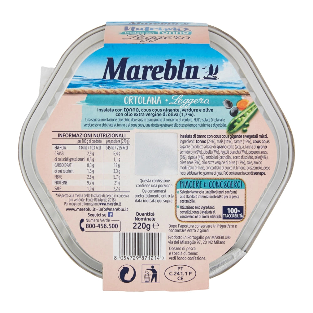 Mareblu le specialita leggere ortolana insalata con tonno 3 pezzi da 220 grammi