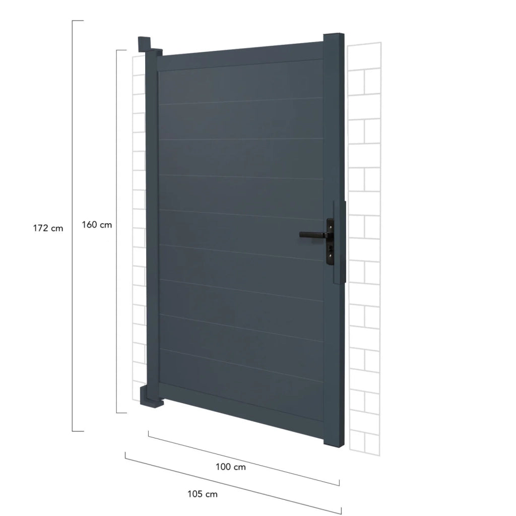 IDMarket - Porta a battente 100 x 160 cm in alluminio grigio antracite
