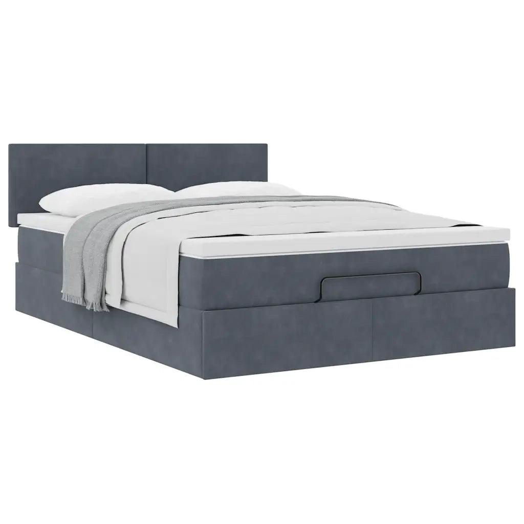 Struttura Letto Pouf con Materasso 140x190 cm Velluto 3311700