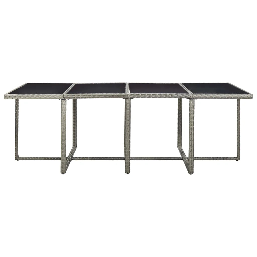 Set da Pranzo da Giardino 13pz con Cuscini in Polyrattan Grigio