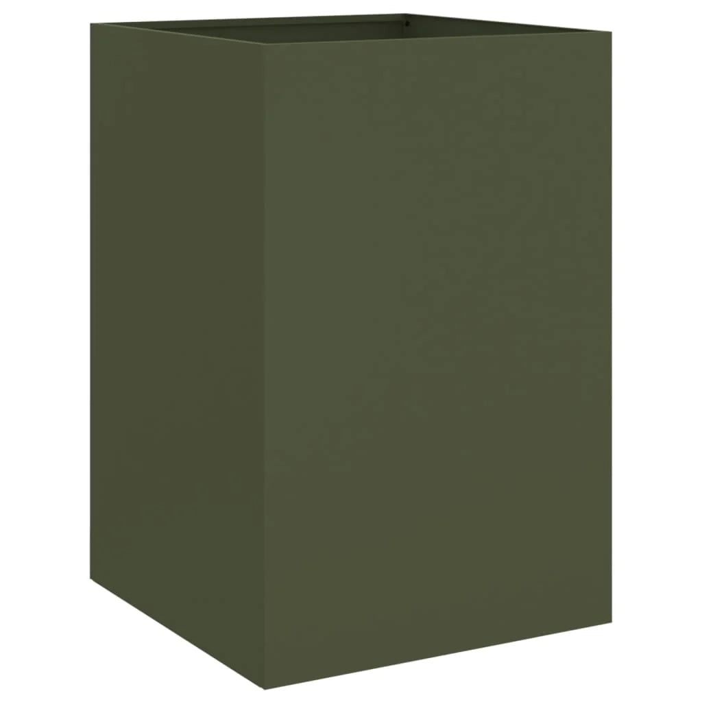 Fioriera rialzata color oliva per piante fiori e patio/giardino 52 x 48 x 75 cm acciaio verde 02_0038704