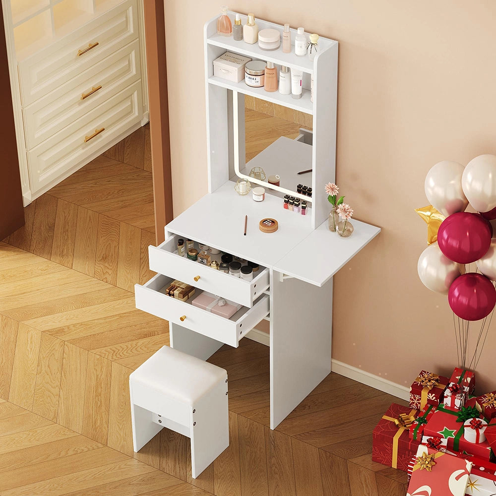 Toeletta compatta - Xylo - LED regolabile, 2 cassetti, L75xH156xP45 cm
