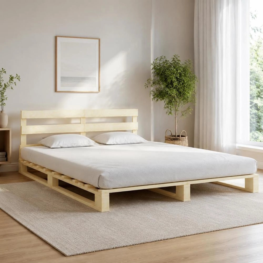 Pallet Bed Made Of Solid Pine Wood, 140x200 Cm