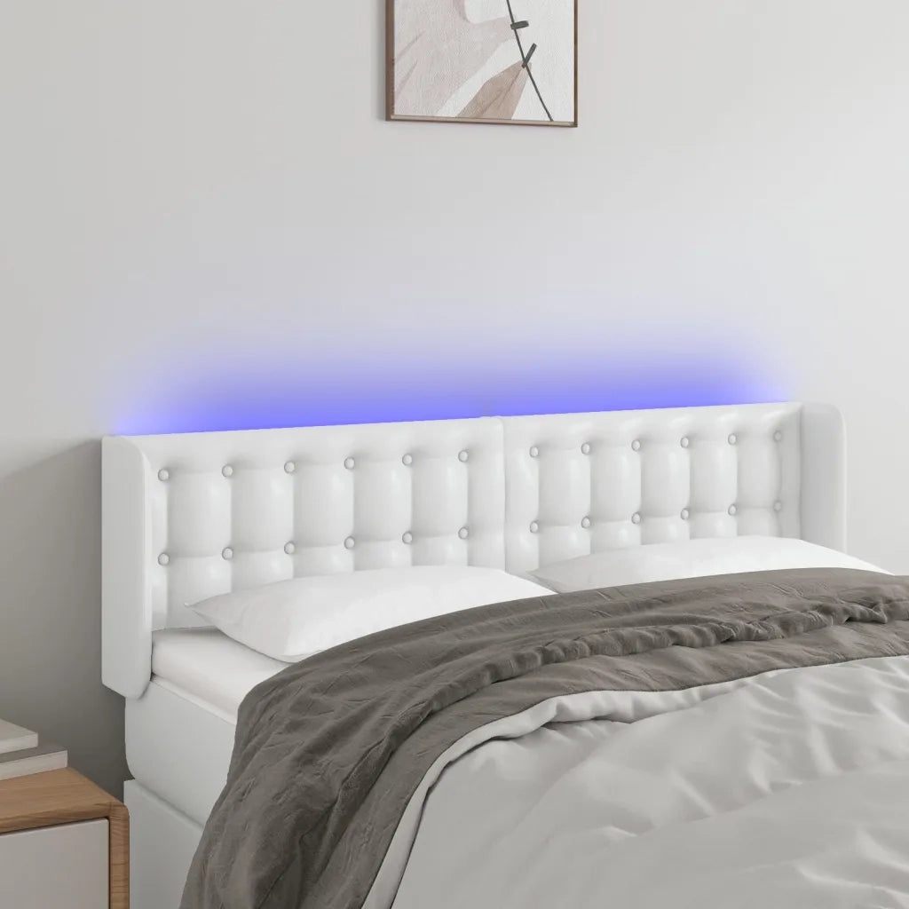 Testiera | Testata a LED Bianca 147x16x78/88 cm in Similpelle