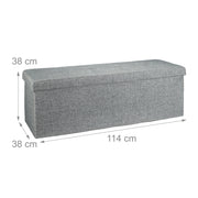 Panca portaoggetti in lino con coperchio grigio 114 cm 3013010