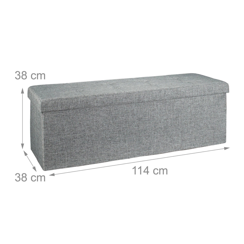 Panca portaoggetti in lino con coperchio grigio 114 cm 3013010