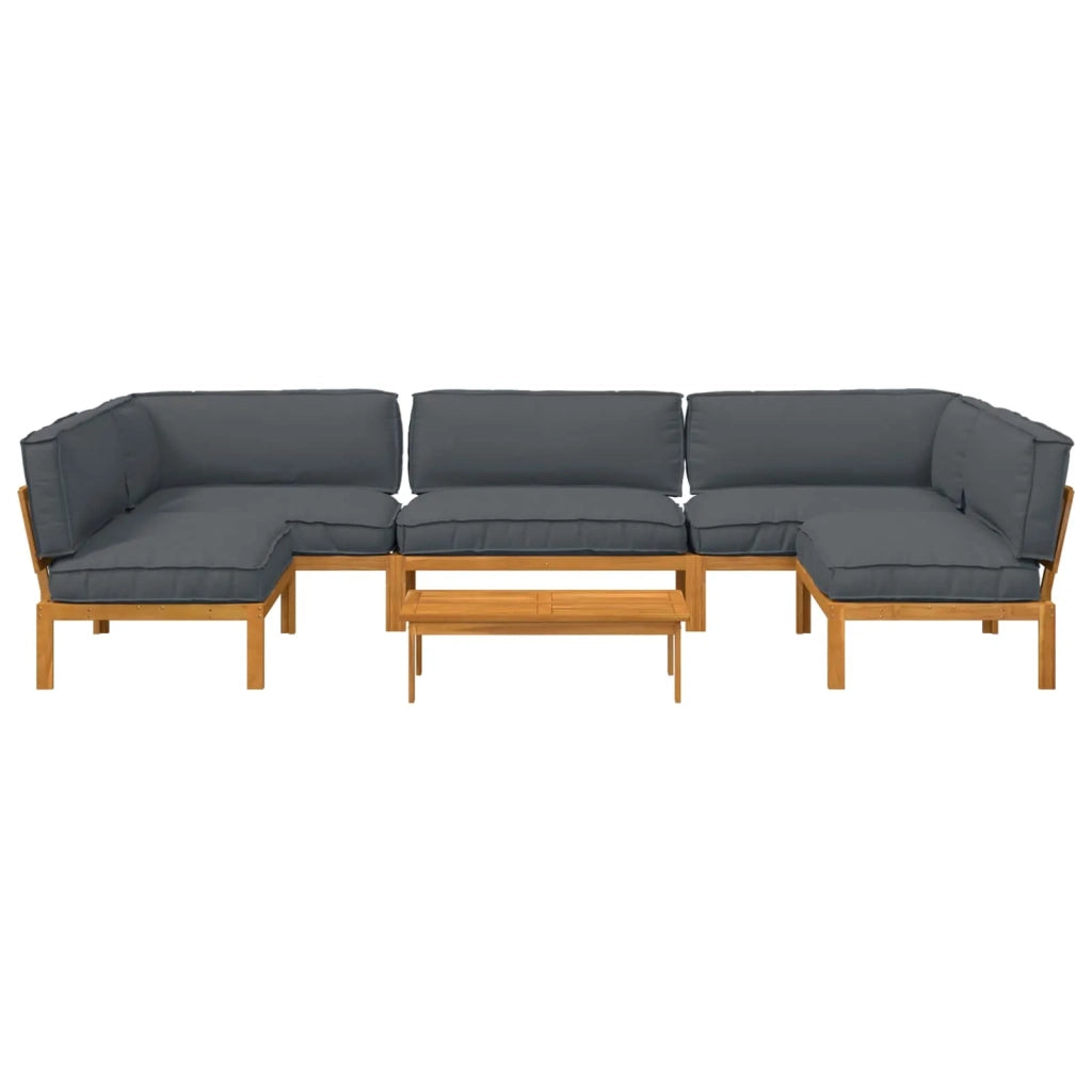 Set di divani 6 pcs Antracite Legno di Acacia Massello