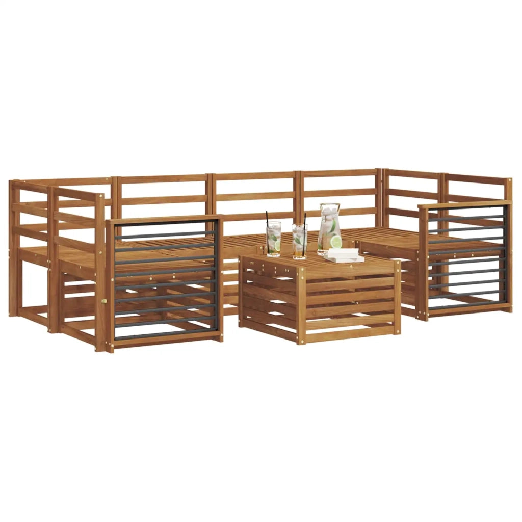 Set divani 7 pcs Naturale Legno di Acacia Massello