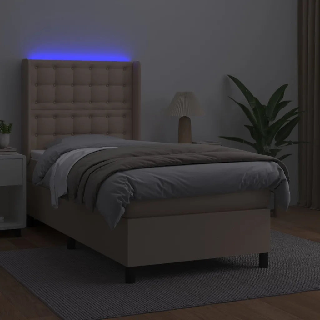 Giroletto Molle Materasso e LED Cappuccino 90x200 cm Similpelle cod mxl 63942
