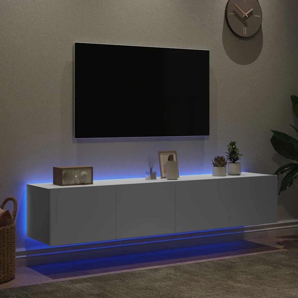 Mobili TV a Parete con Luci LED 2pz Bianchi 80x35x31 cmcod mxl 86971