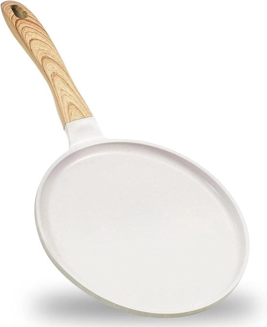 Pannello per frittelle in granito da 28 cm con manico in bakelite - adatto a tutti i fornelli e piastre a induzione - PFOA libero - beige