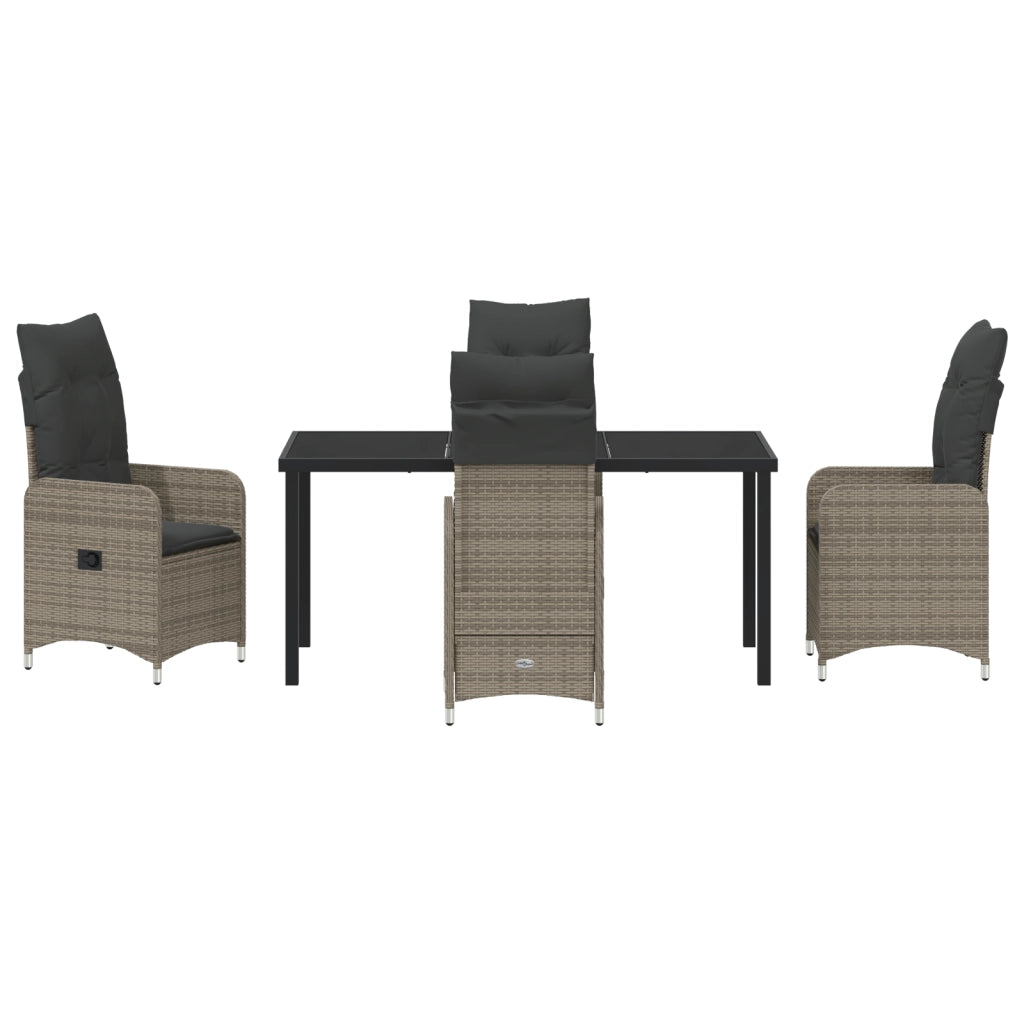 Set da Pranzo da Giardino 5 Pezzi con Cuscini Grigio Rattan Sintetico