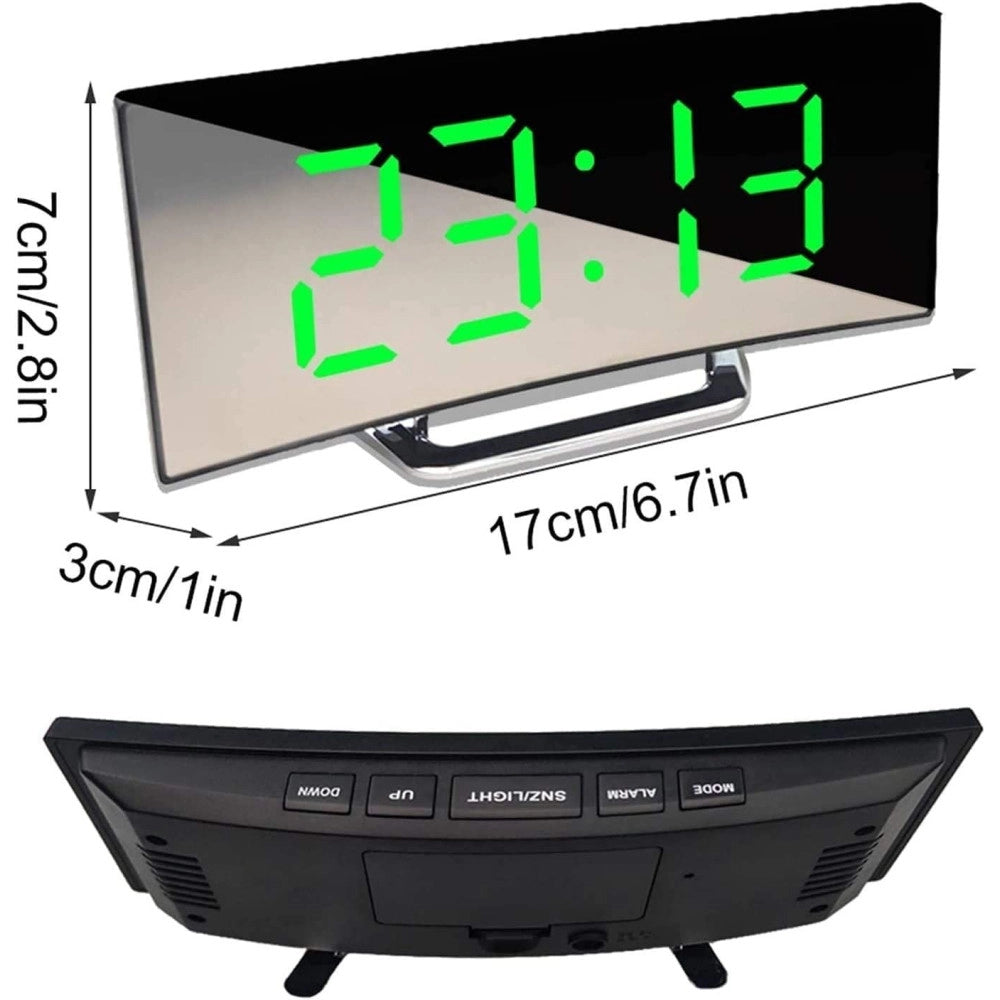 Trade Shop - Orologio Sveglia Digitale Con Datario Termometro Display A Specchio Da Tavolo -