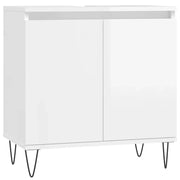 Armadietto Bagno | Armadio da bagno Bianco Lucido 58x33x60cm in Legno Multistrato